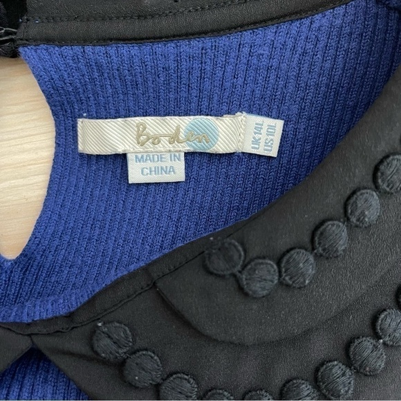 Boden Royal Blue Peter Pan Collared Wool Blend Sweater Dress US 10 - Picture 6 of 7